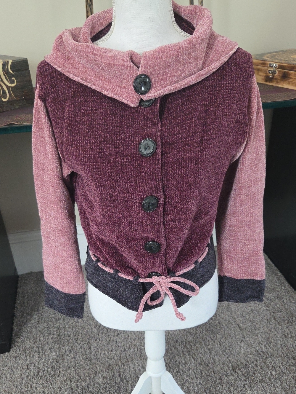 Julie's Bottega Vintage Chenille Button-Front Sweater